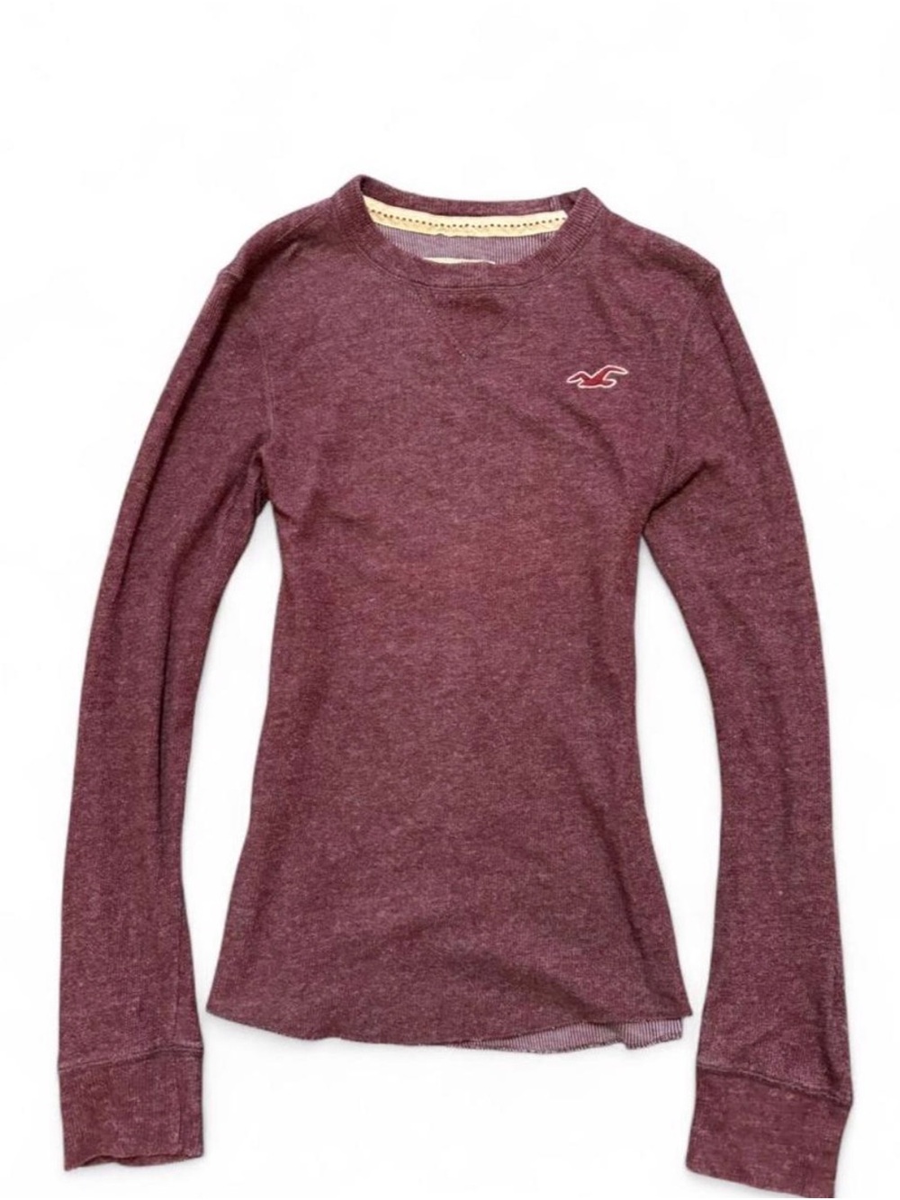 Hollister vintage y2k Long Sleeve Crew Neck Tee Henley in Burgundy